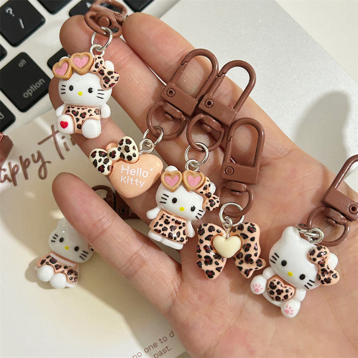 Wholesale Cute leopard print cartoon keychains in brown