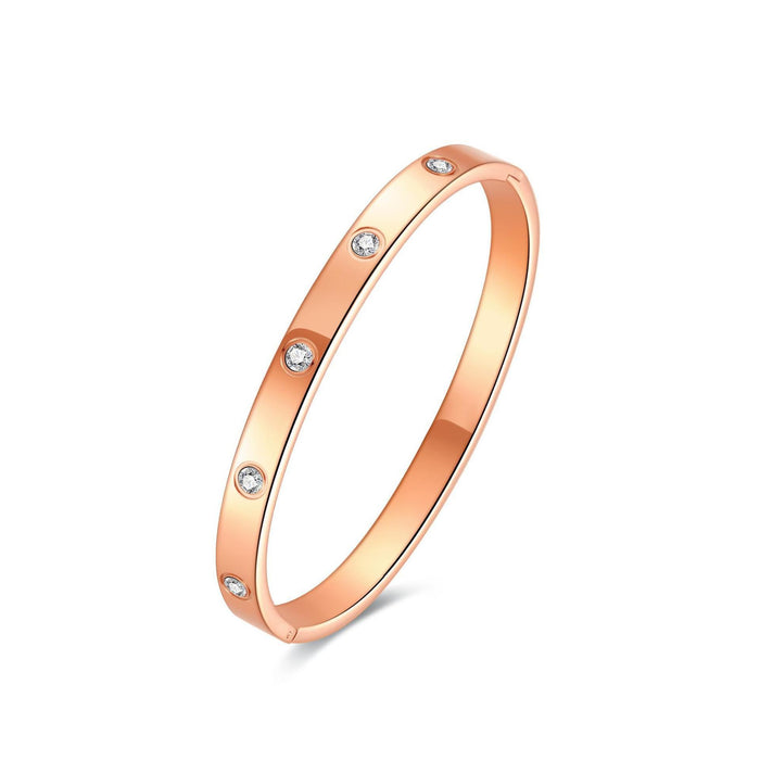 Wholesale Titanium Steel Micro-set Diamond Simple Rose Gold Bracelet JDC-BT-LiR005