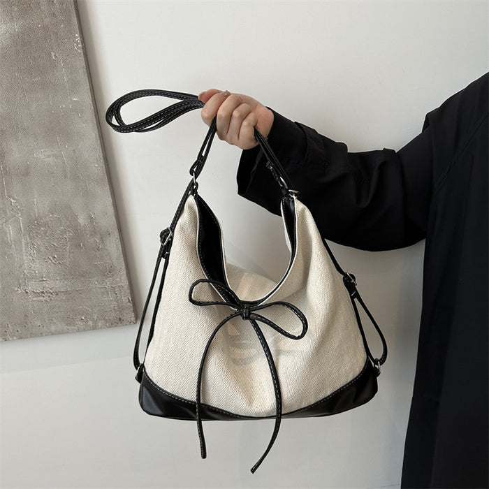 Wholesale Retro patchwork cloth tote bag shoulder bag handbag large capacity commuting bucket bag