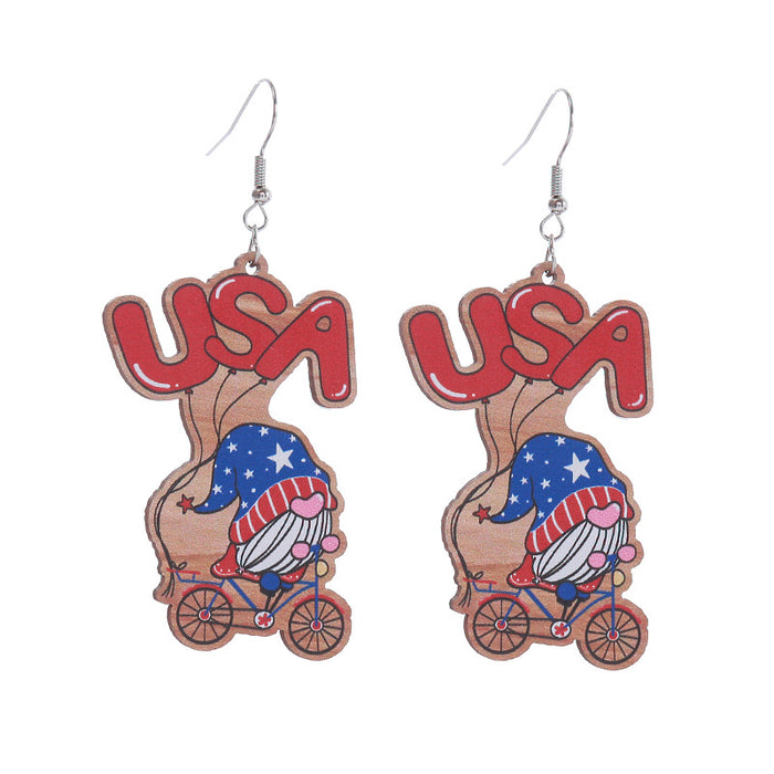 Wholesale Hollow Wooden Independence Day Earrings JDC-ES-ChouTteng017