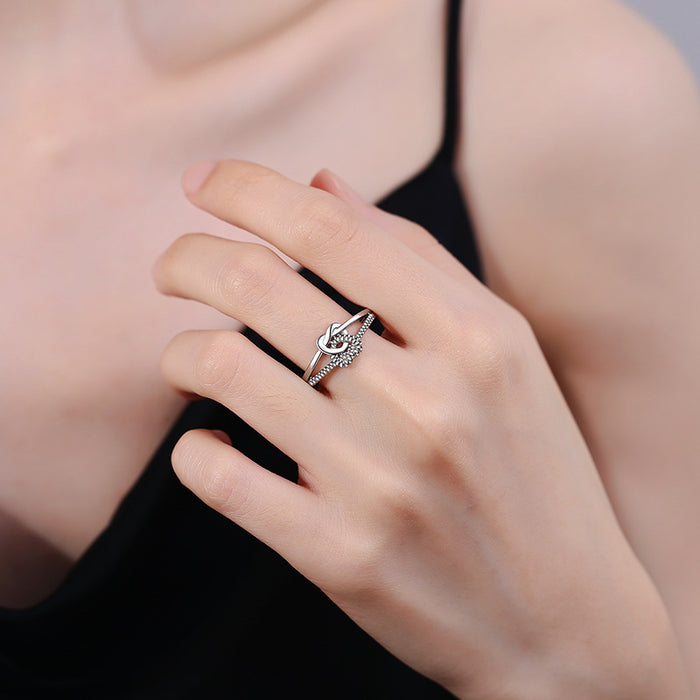 Wholesale double love twist ring female open Index ring