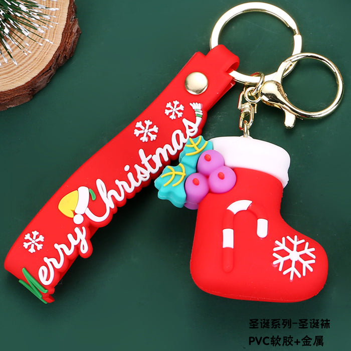 Wholesale Christmas Cartoon Elk Doll Silicone Keychain JDC-KC-YueY010