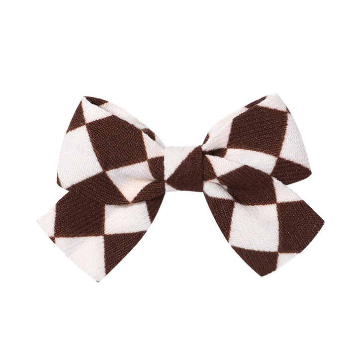 Wholesale Polyester Milk Pattern Fabric Bow Hairpin JDC-HC-Xiane016