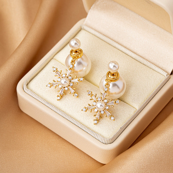 Wholesale Snowflake Pearl Earrings for Women