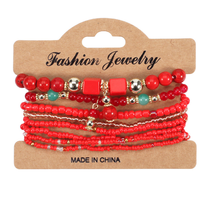 Wholesale 8 Pieces/set Bohemian Rice Bead Bracelet JDC-BT-Xiny065