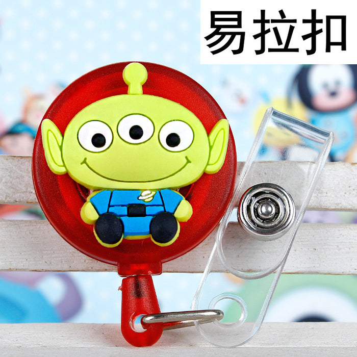 Wholesale Cartoon Badge Scroll Retractable Plastic Keychain JDC-KC-LuoKe004