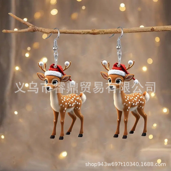 Wholesale Cute Christmas Deer Acrylic Earrings – Holiday Decor Fashion Accessory for Resale
