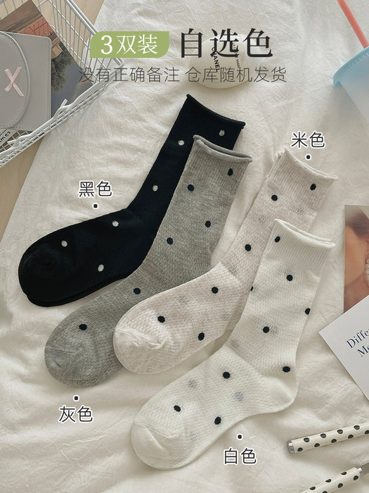 Wholesale Dotted pile socks, thin mesh breathable midsole socks with rolled edges and boneless versatility