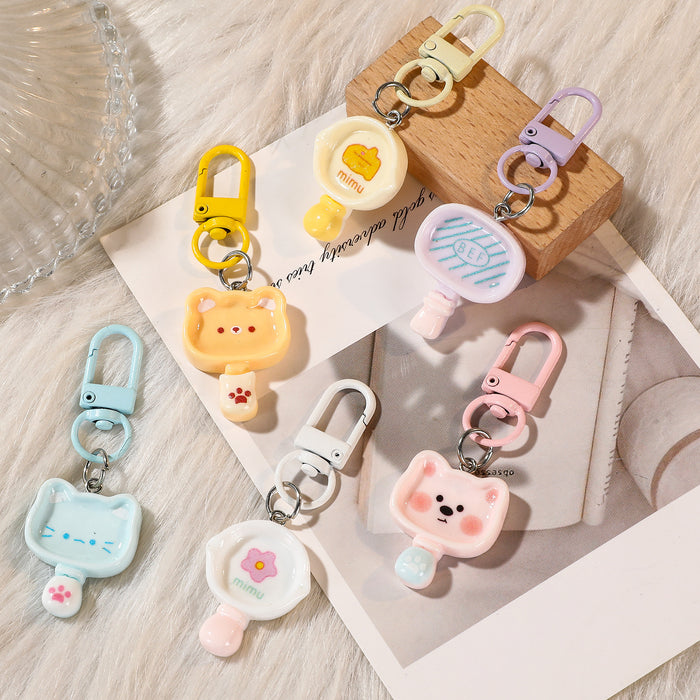 Wholesale Resin Cute Cartoon Blue Kitten Keychain Bag Charm Birthday Gift For Friend