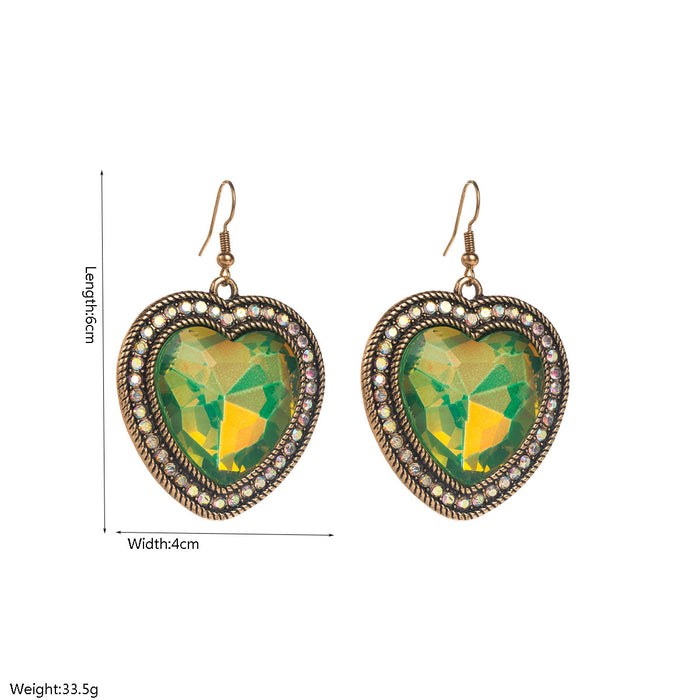 Wholesale Retro Heart Turquoise Inlay Earrings