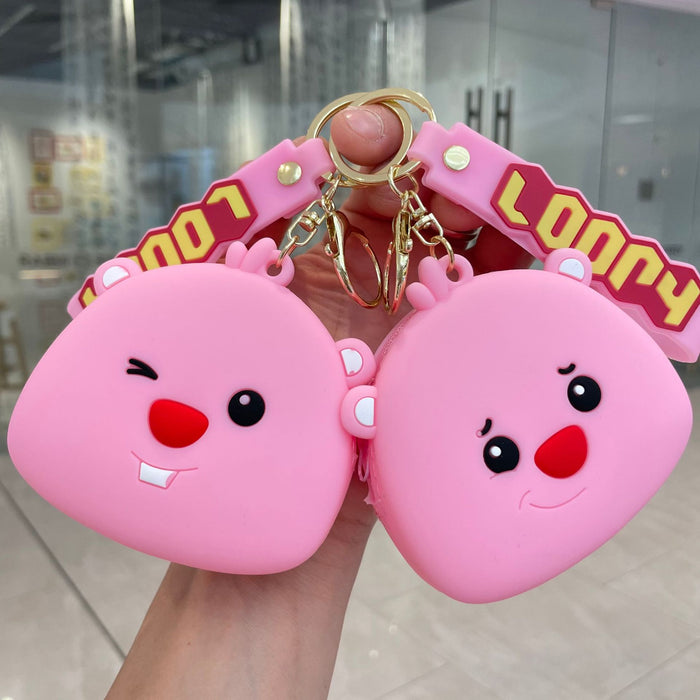 Wholesale Keychain pendant, cartoon silicone coin purse, cute little wallet
