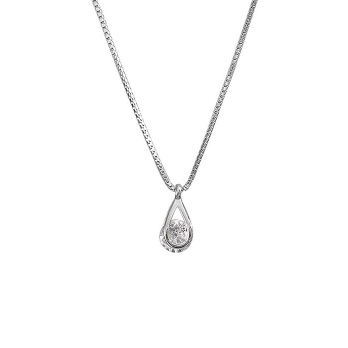 Wholesale Zircon water droplet necklace, light luxury, niche design, geometric collarbone chain, titanium steel new style
