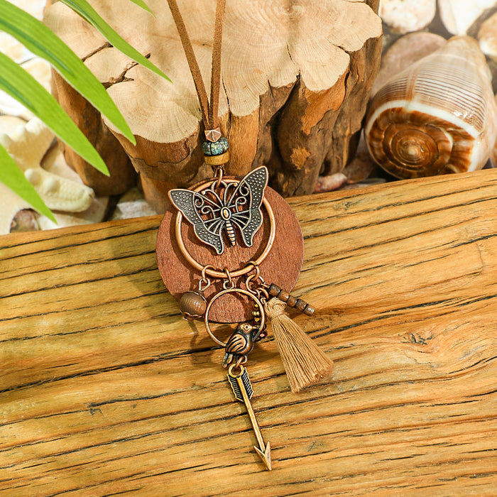 Wholesale Retro Bohemian Tassel Pendant Necklace Zinc Alloy Electroplated Geometric Pendant MOQ≥2