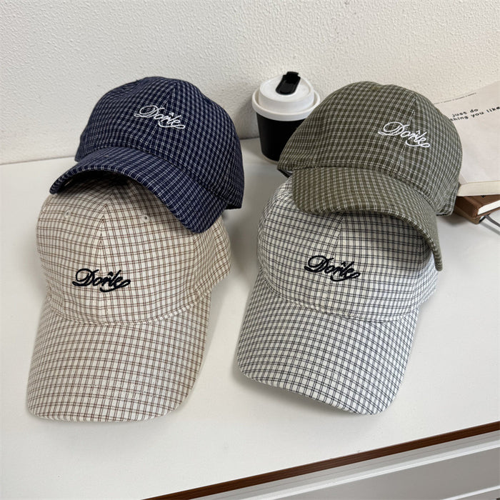 Wholesale Spring and Summer Brand Letter Embroidered Soft Top Baseball Cap Women's  Fashion  Plaid Cap