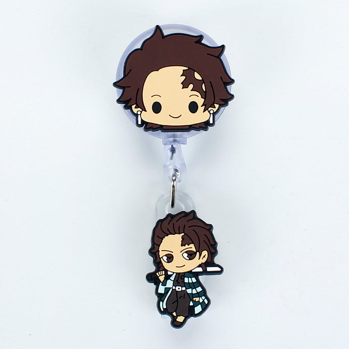 Wholesale Cartoon Badge Scroll Retractable Plastic Keychain JDC-KC-LuoKe006