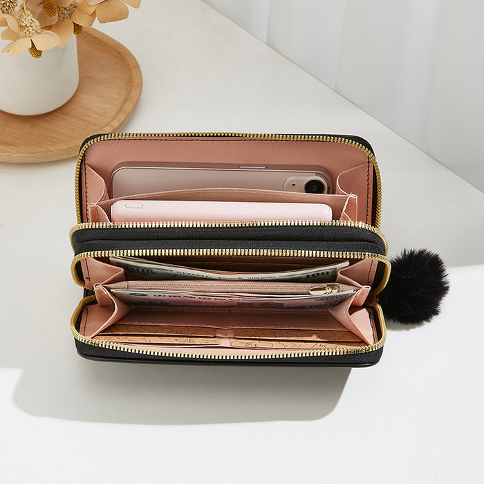 Wholesale Women's Bag New Wallet Women's Double Zipper Long Clutch Bag Fashion Double Layer Wallet Mobile Phone Bag JDC-WT-QJR009