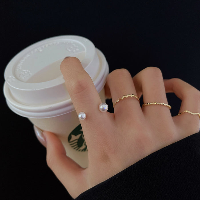 Wholesale Micro-inlaid Crystal Zircon Pearl Ring
