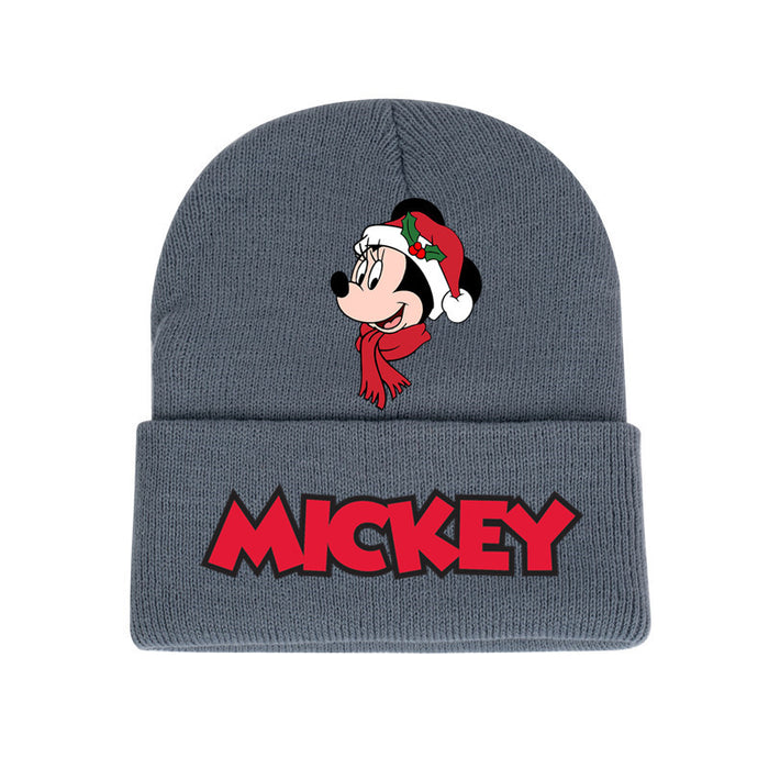 Wholesale Mickey Color Knitted Hat Foreign Trade New Fashion Black Printed Wool Hat Autumn and Winter Warm Ear Protection Hat JDC-FH-WDM013