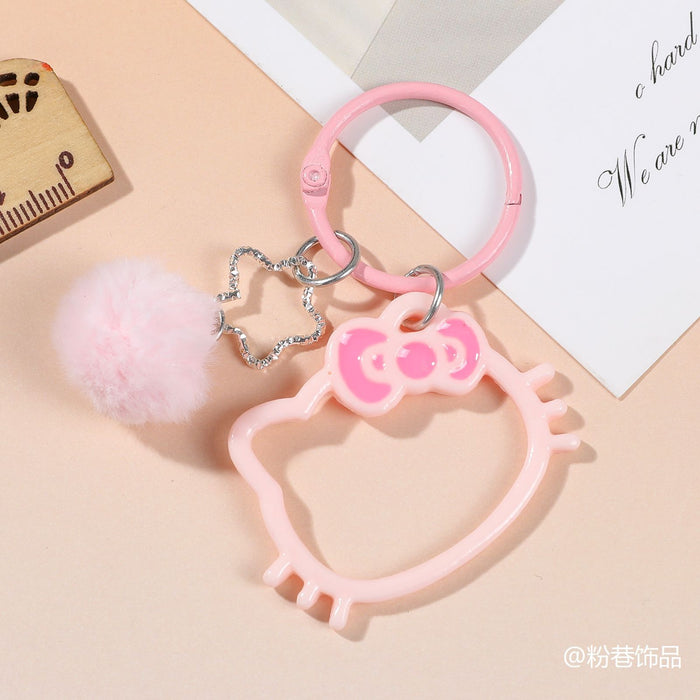 Wholesale Blue Plastic Cat Head Keychain Hollowed Out Cute Bag Charm For Backpack Birthday Gift