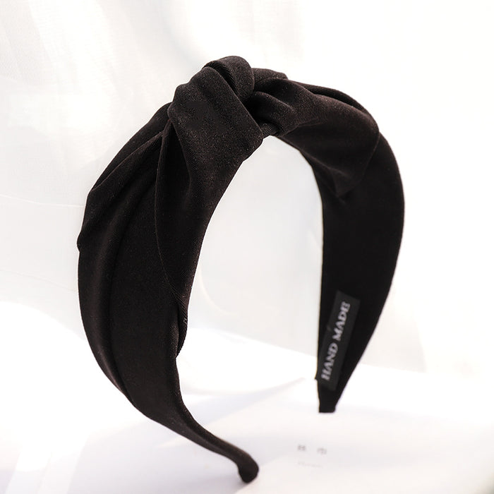 Wholesale Simple Wide Edge Solid Color Cloth Middle Knot Headband JDC-HD-MIs019