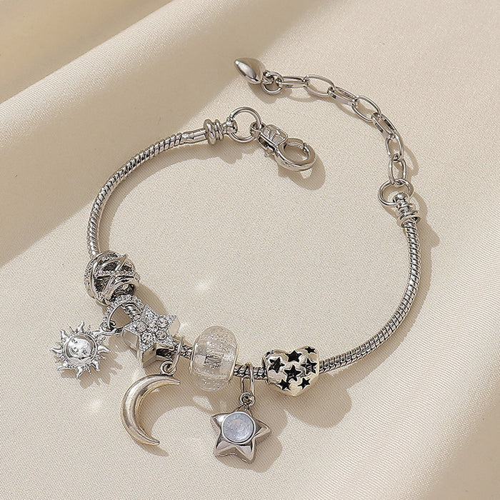 Wholesale Star Moon Sun Pendant Hollow Love Beaded Crystal Bracelet JDC-BT-Qianzi004