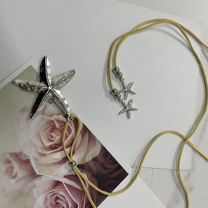 Wholesale Starfish Alloy Pendant Leather Necklace JDC-NE-NanH007