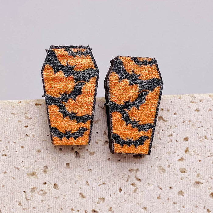 Wholesale  Earrings Horror Pumpkin Ghost Bat Wooden Earrings  Night Jewelry