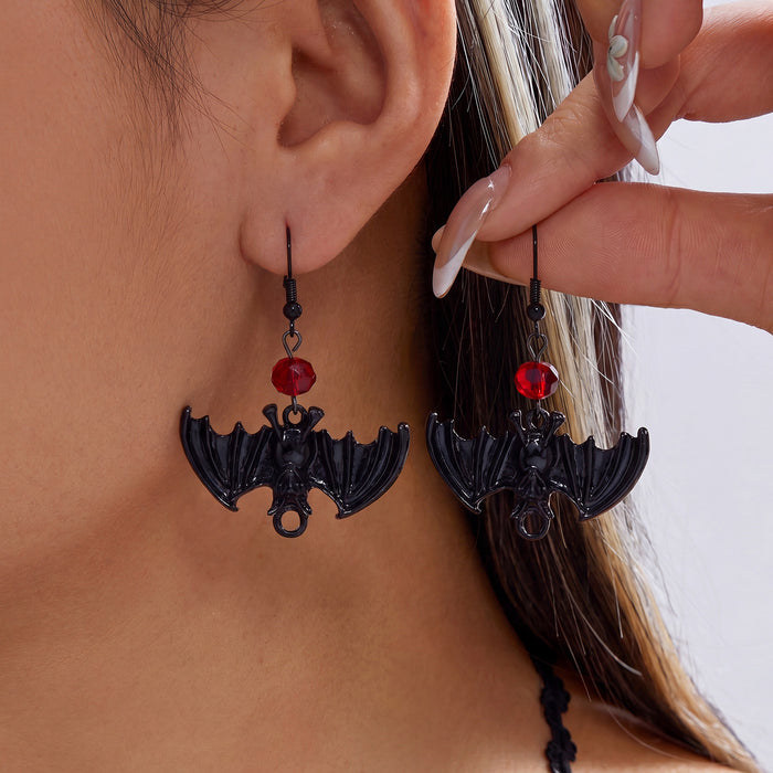 Wholesale Orange Skull Tassel Earrings Party Jewelry Accessory Alloy Electroplated