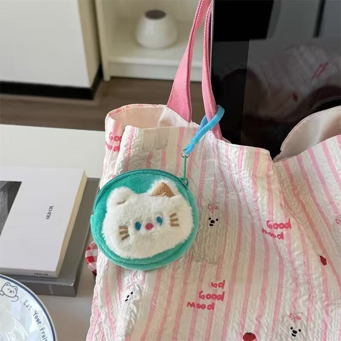 Wholesale Blue Eyes Kitten Cute Cartoon Coin Purse Plush Headphone Bag Storage Bag