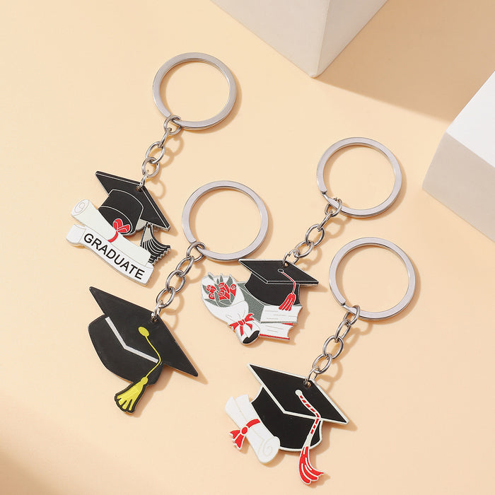 Wholesale Acrylic Graduation Season PhD Cap Keychain JDC-KC-RongRui015