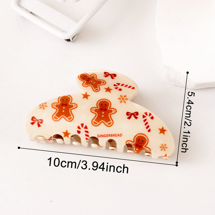 Wholesale PVC Christmas Claw Hair Clip Gingerbread Man Reindeer Design Women Everyday Styling Gift
