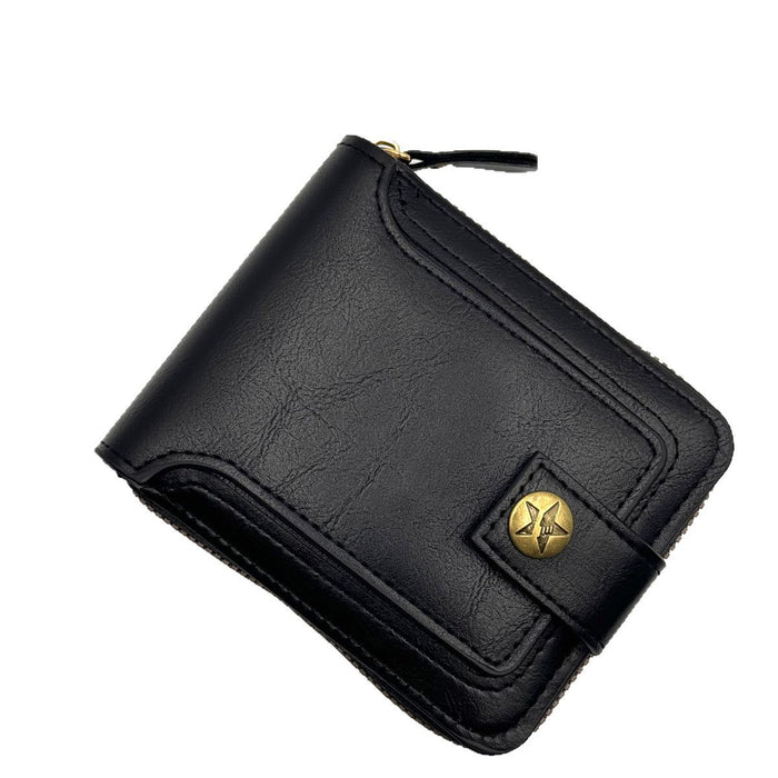 Wholesale Retro Men' s Short Zipper Wallet Oil Wax Leather,  Coin and Card Organizer - Boutique Accessory MOQ≥2