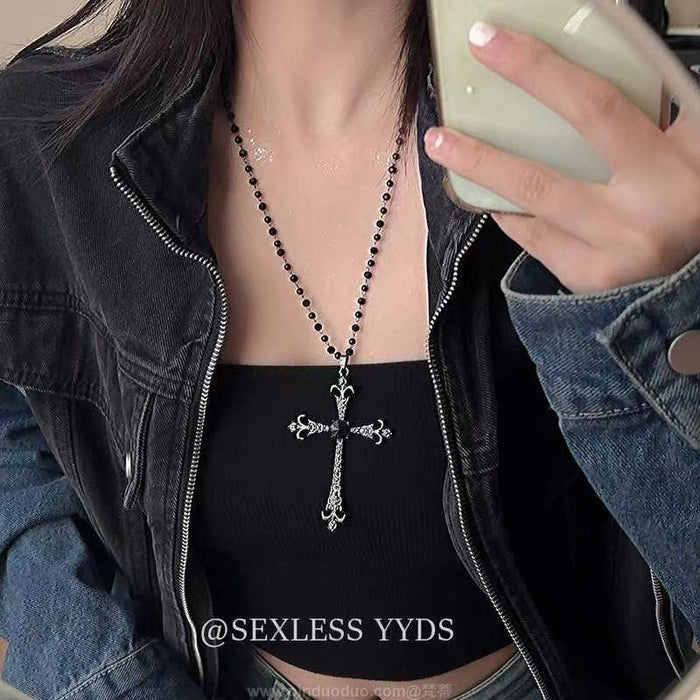 Wholesale Cross Long Necklace Women's Tassel Chain Halloween Accessories