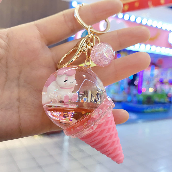 Wholesale Pendant Ice Cream Crystal Ball Quicksand Keychain