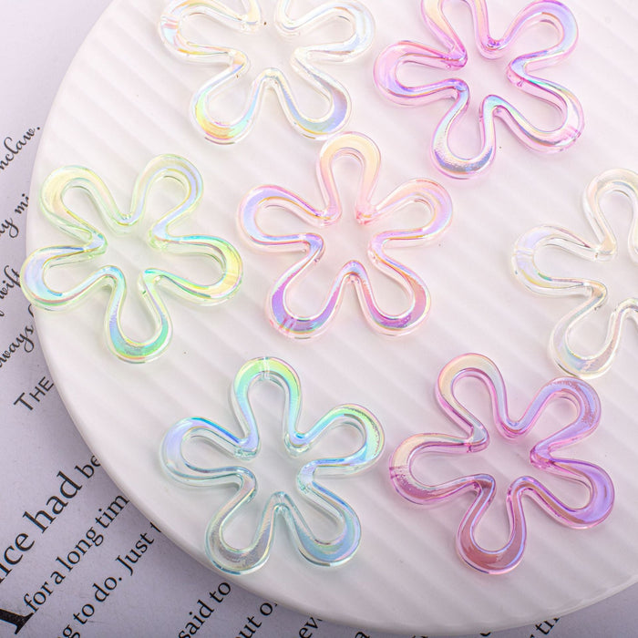 Wholesale 10PCS  Small Flower Large Wreath Vertical Hole Through Hole Acrylic Beads JDC-BDS-ShiLi024