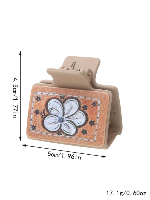 Wholesale Western Style Medium Leather Hairpin Sunflower Shark Clip Women' s Grab Clip