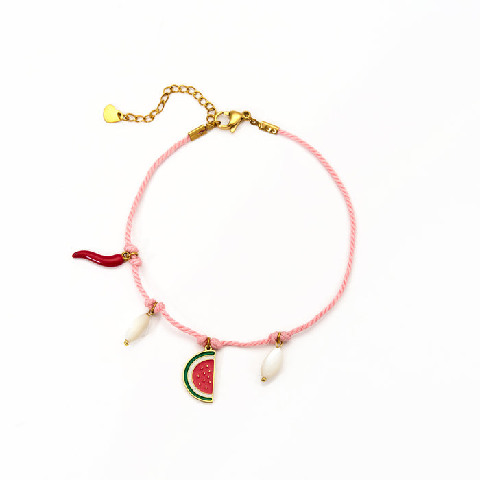 Wholesale Fashionable and creative cotton rope bracelet paired with shell eye pendant, personalized and colorful hand woven rope wholesale