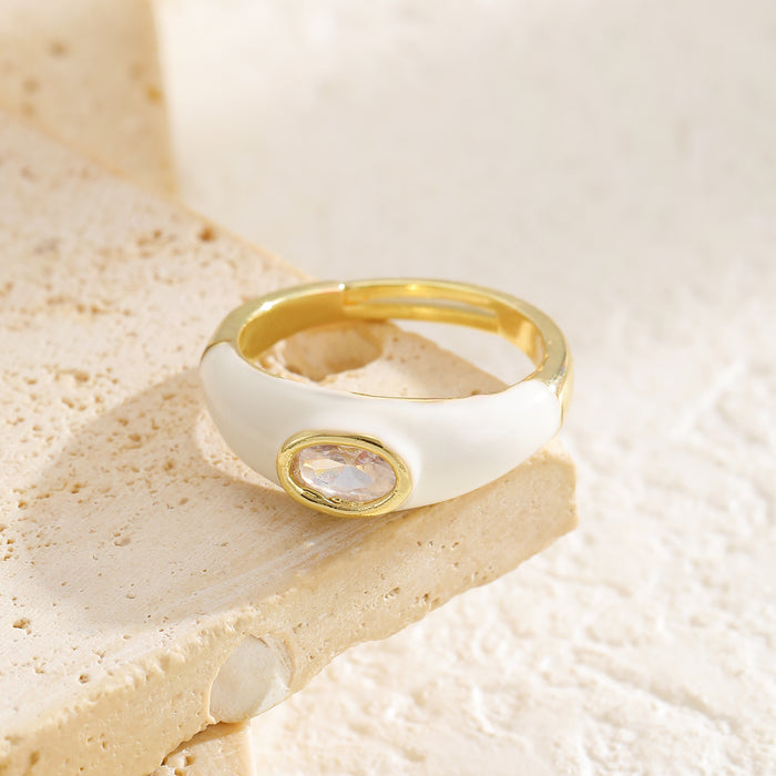 Wholesale Colorful zircon flower cartoon adjustable ring