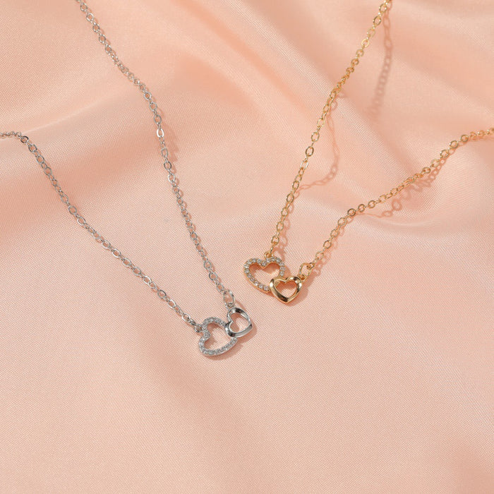 Wholesale  peach heart necklace female love heart-shaped clavicle chain simple love jewelry jewelry for girls