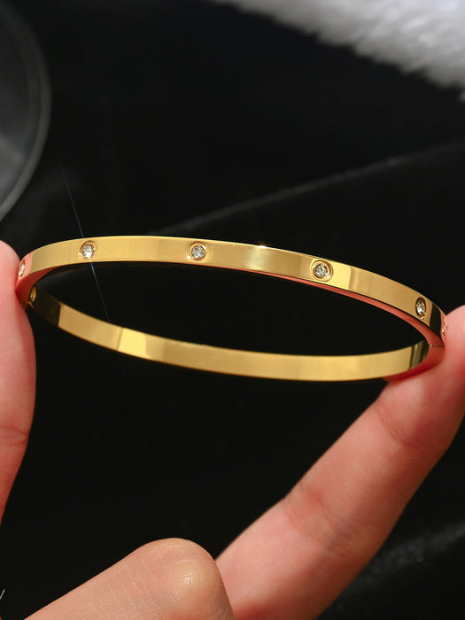 Wholesale 5 Piece Rhinestone Four Leaf Clover Bracelet Set Gold Plated Titanium Steel Fashion Jewelry Accessory