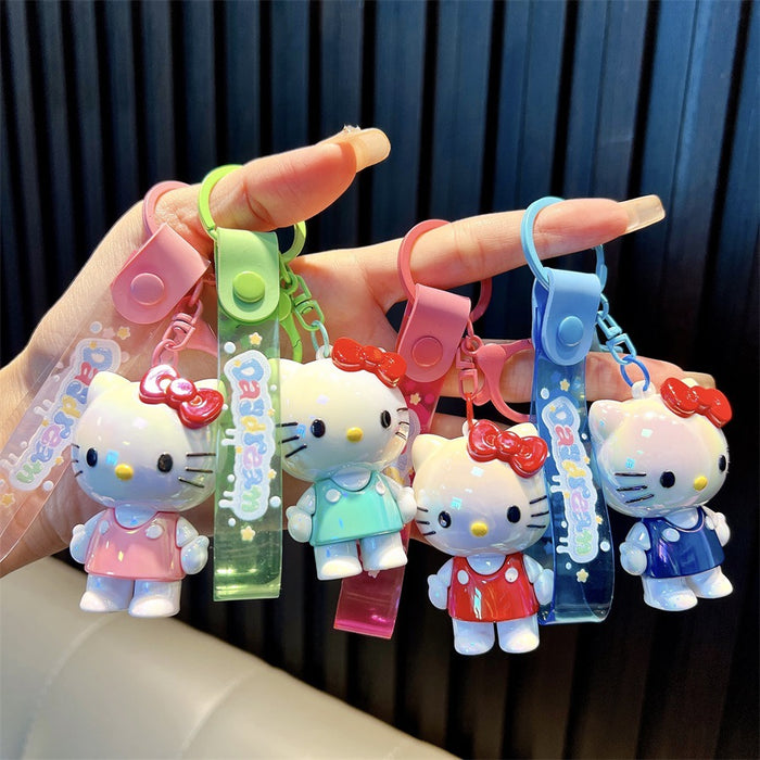 Wholesale Cartoon plating cat key chain soft plastic bag pendant