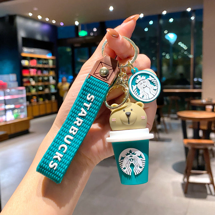 Wholesale Milk tea bear keychain pendant cute bear doll exquisite car key chain ornaments gift