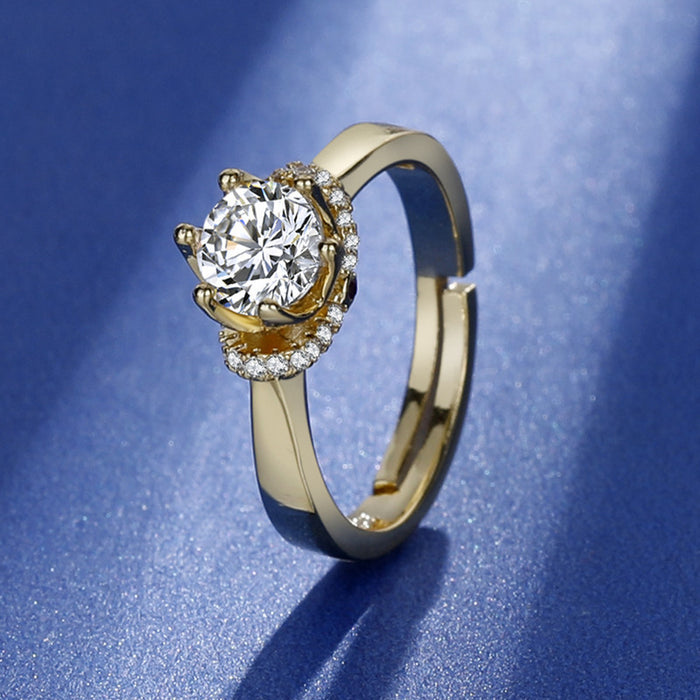 Wholesale Moissanite Eight Hearts and Eight Arrows Ring for Women One Carat Simple Classic Six-Claw Wedding Ring