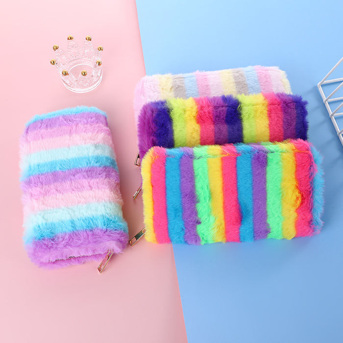 Wholesale Colorful Striped Plush Cute Wallet JDC-WT-HuHong003