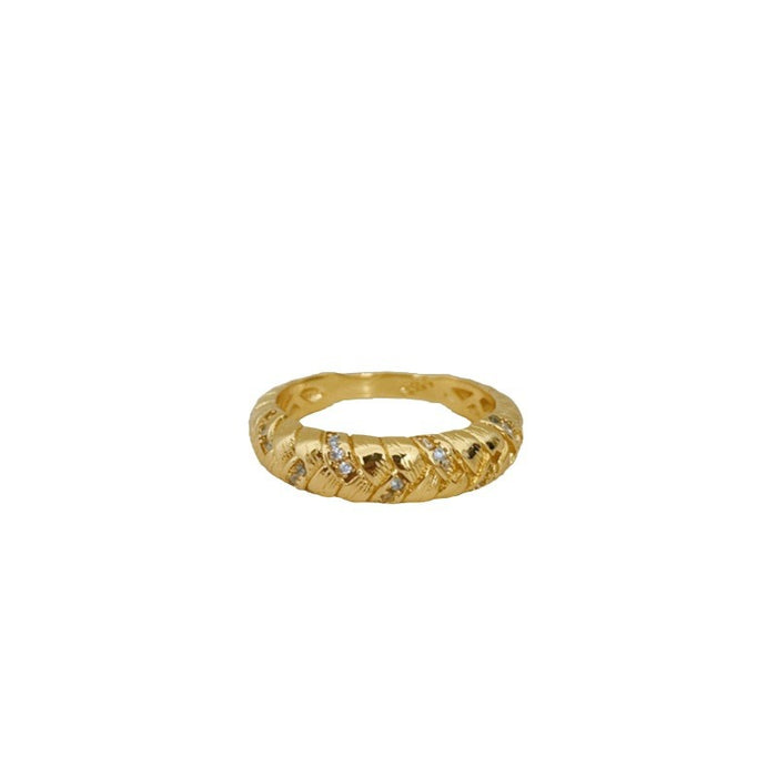 Wholesale Brushed woven ring, female niche design, exquisite fashion, high-end feel, sparkling diamond