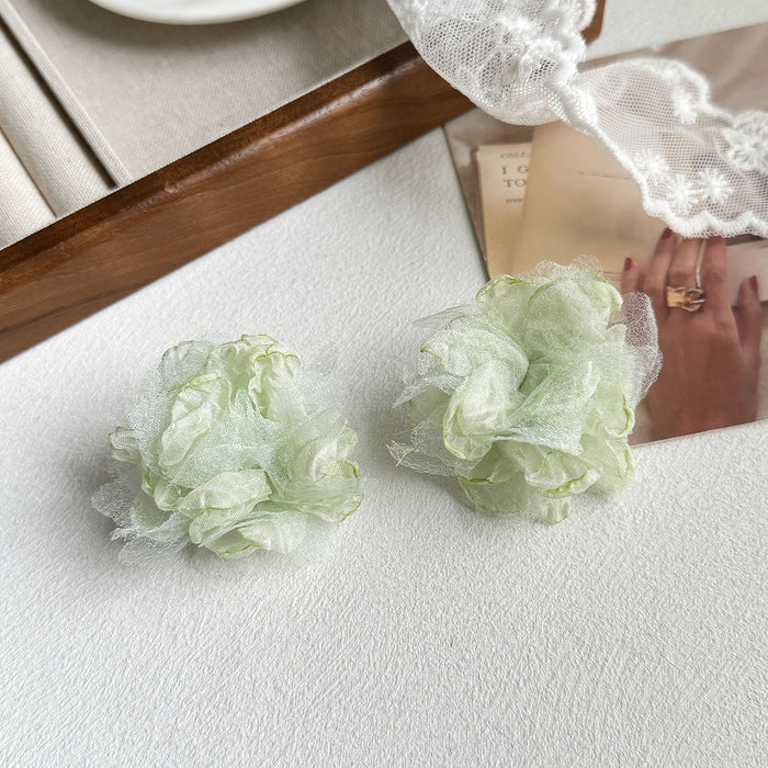 Wholesale Flower earrings with simple and versatile design, colorful fabric mesh