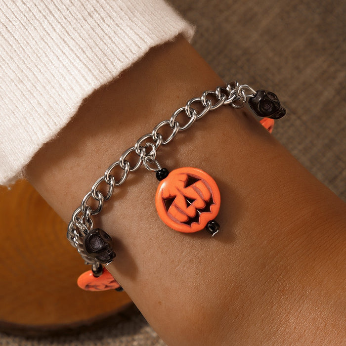 Wholesale Oil Drop Pumpkin Anklet Cat Ghost Face Chain Beads Chic Jewelry Accessory MOQ≥2