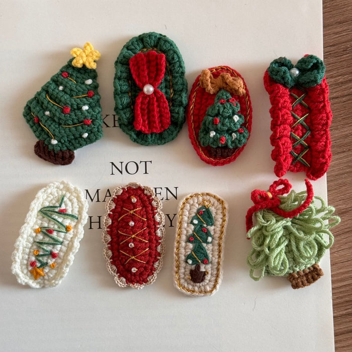 Wholesale Handmade Christmas Tree Dot Wool Hair Clips For Kids Holiday Everyday Styling Hair Accessory