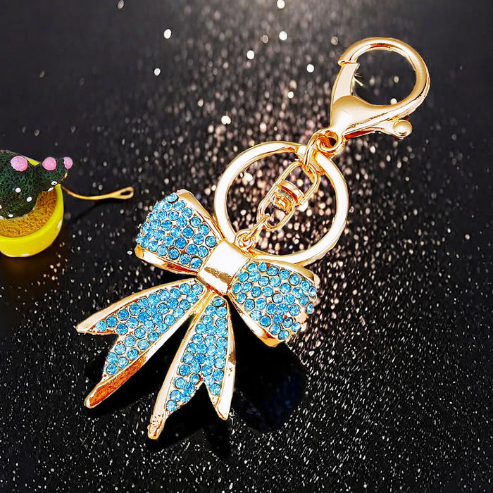 Wholesale Diamond studded bow car keychain metal cute pendant key