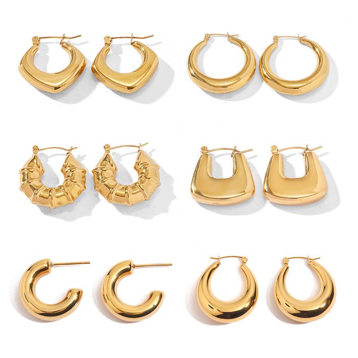 Wholesale Stainless Steel Gold-Plated Hollow Geometric Earrings